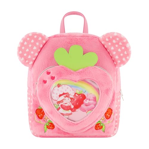 Concept One Care Bears and Strawberry Shortcake Backpack, Soft Heart Mini Travel Bag for Kids, Pink, One Size