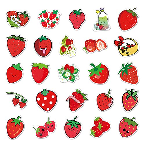 Unique Strawberry Waterproof Vinyl Stickers for Kids Teens Laptop Phone|50 Pcs|Waterproof Vinyl Stickers for Laptop Tabl