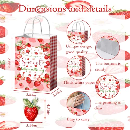 QZCYU Strawberry Shortcake Baby Shower Decorations, Gifts for Baby Parties, 32pcs Decorations with Gift Bags and Cards
