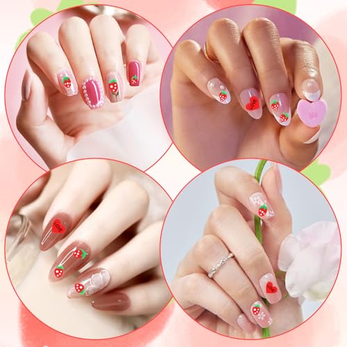 Lusofie Strawberry Self-Adhesive Nail Stickers for Nail Art Decoration Sweet Cute Stickers for Ladies