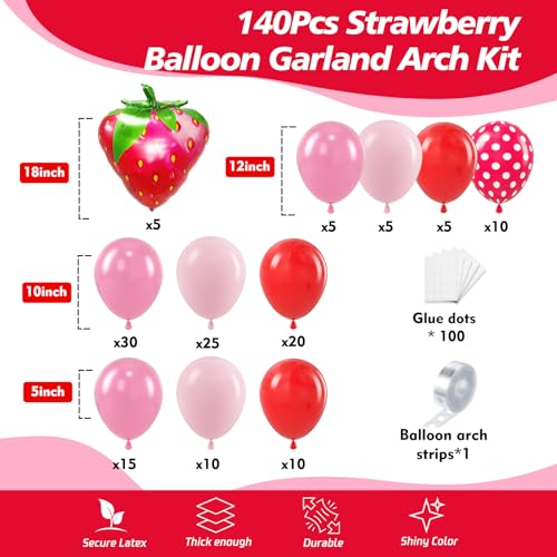 Strawberry Balloon Garland Arch Kit for Sweet Girl Berry First Themed Baby Shower
| Red and Pink Balloons with Strawber