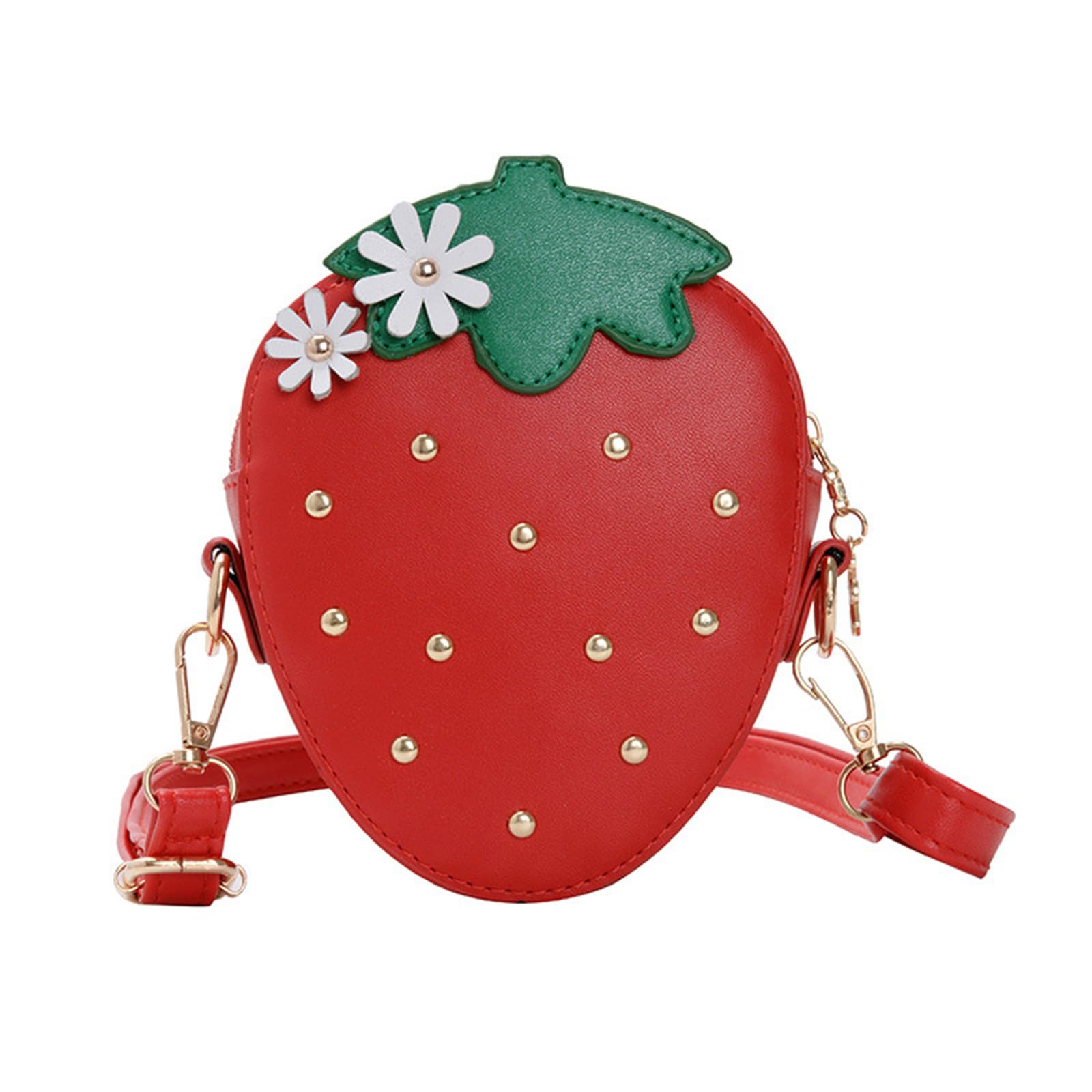 Cute Strawberry Purse for Little Girls with Rivets Crossbody Shoulder Bag (Red)
| Girls Kids Small Coin Pouch Wallet wi