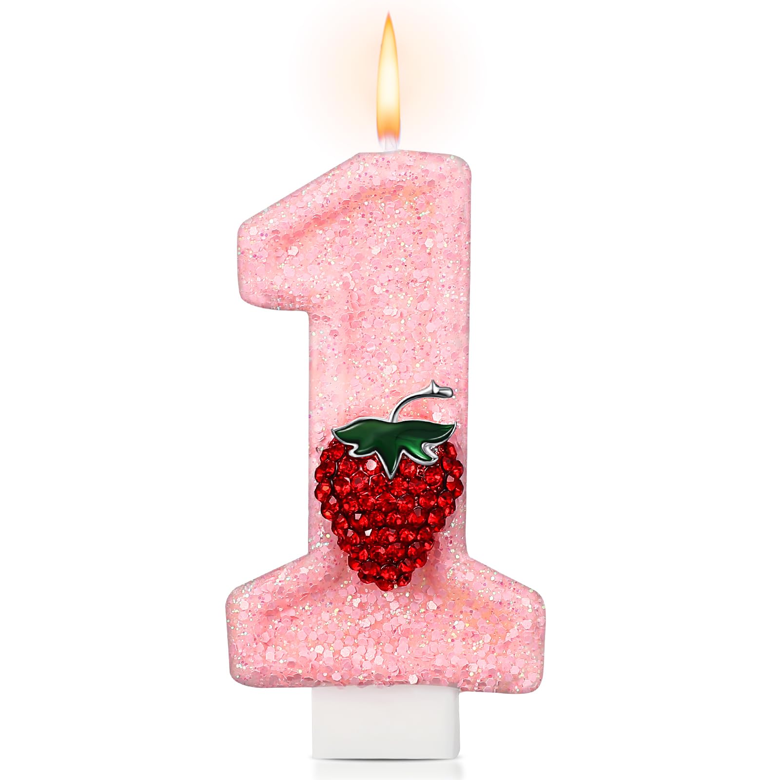 Strawberry 1 Pink Number 1 Candle for First Birthday Parties
Strawberry Glitter Cake Topper for First Birthday Decoratio