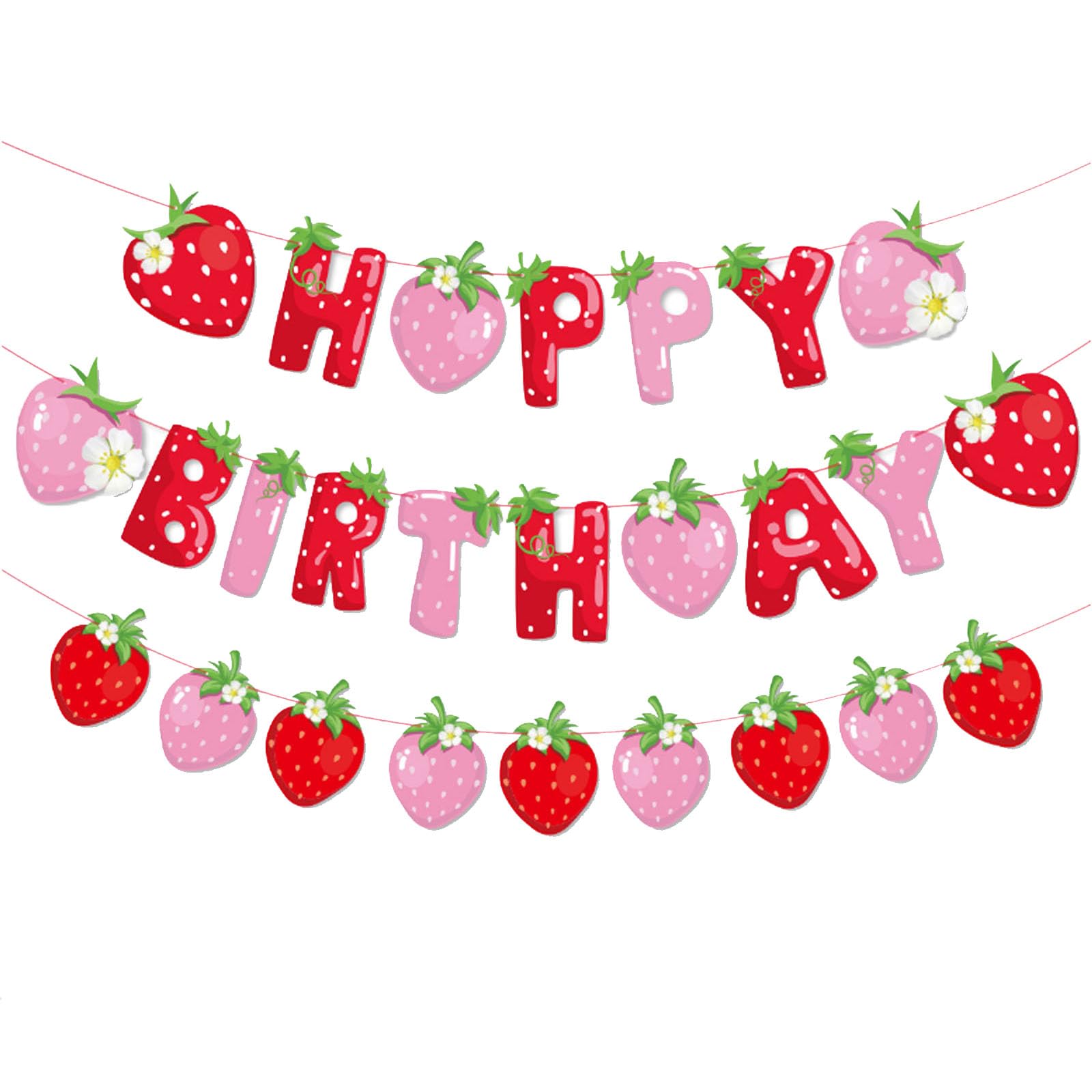 Strawberry Fruit Banners - Happy Birthday Theme Party Hanging Decorations for Occasions & Festivals
| Strawberry Fruit