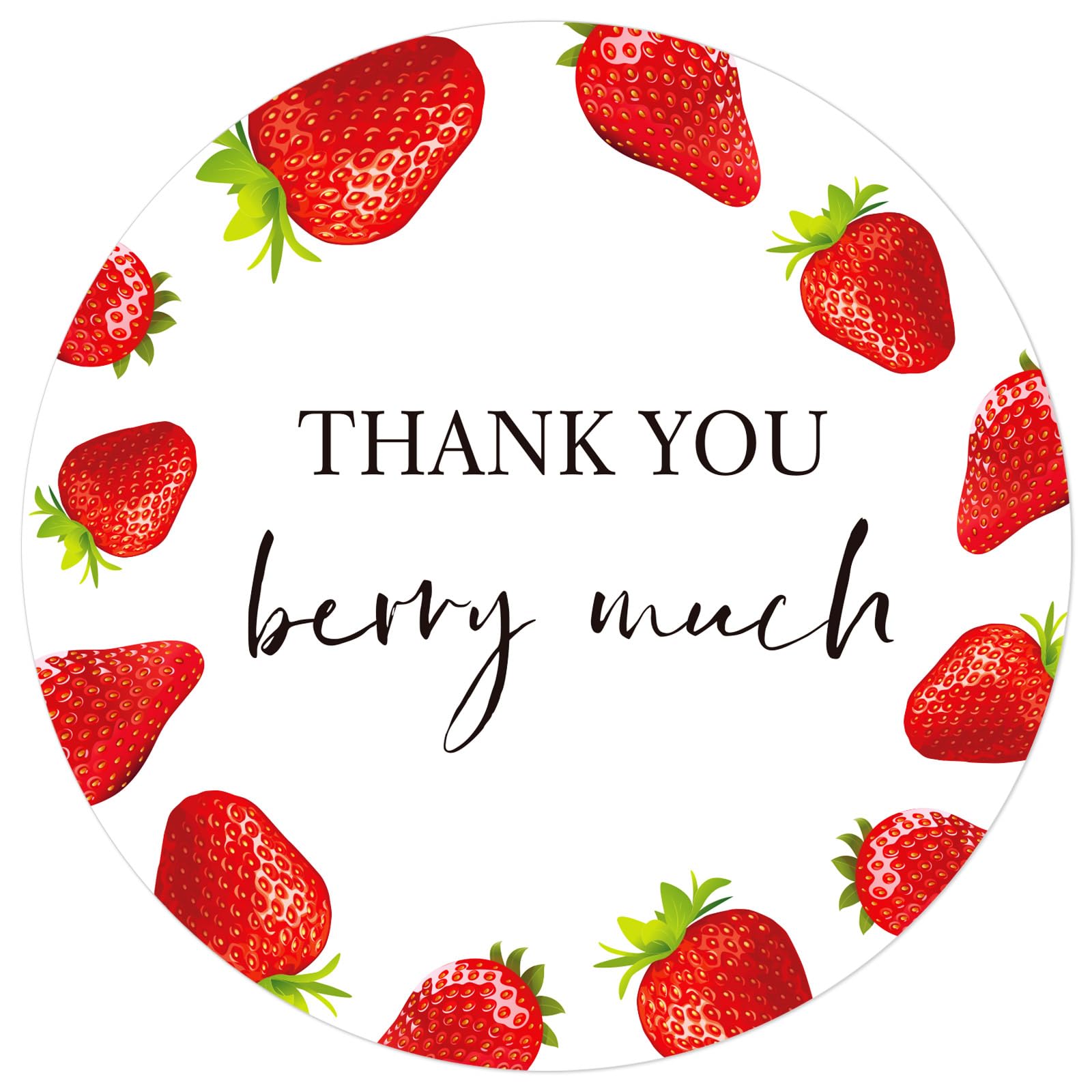 Anwyll Strawberry Thank You Stickers - Self-Adhesive Sweet Birthday Sticker for Party Favor - 120Pcs 2Inch Berry Much Gi