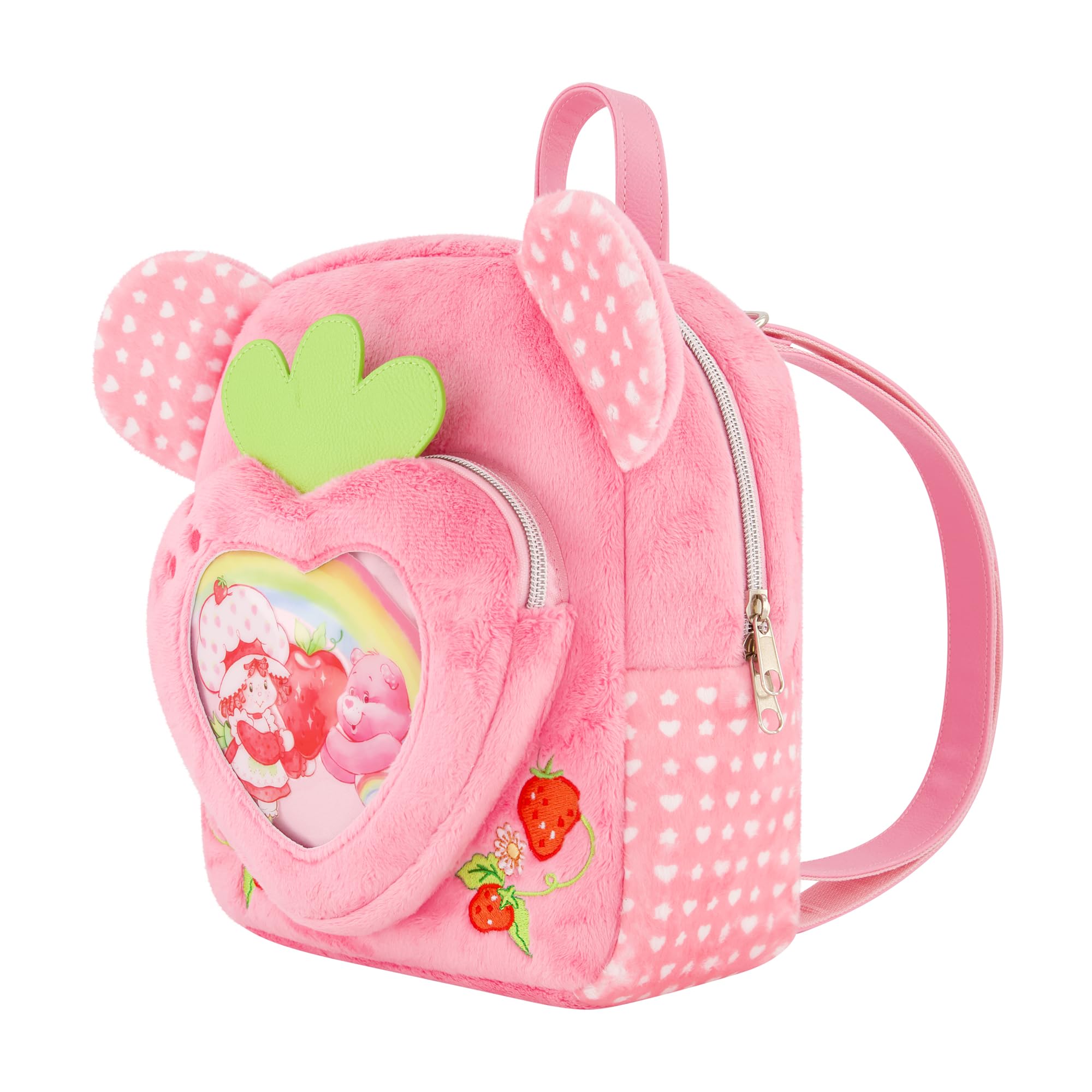 Concept One Care Bears and Strawberry Shortcake Backpack, Soft Heart Mini Travel Bag for Kids, Pink, One Size