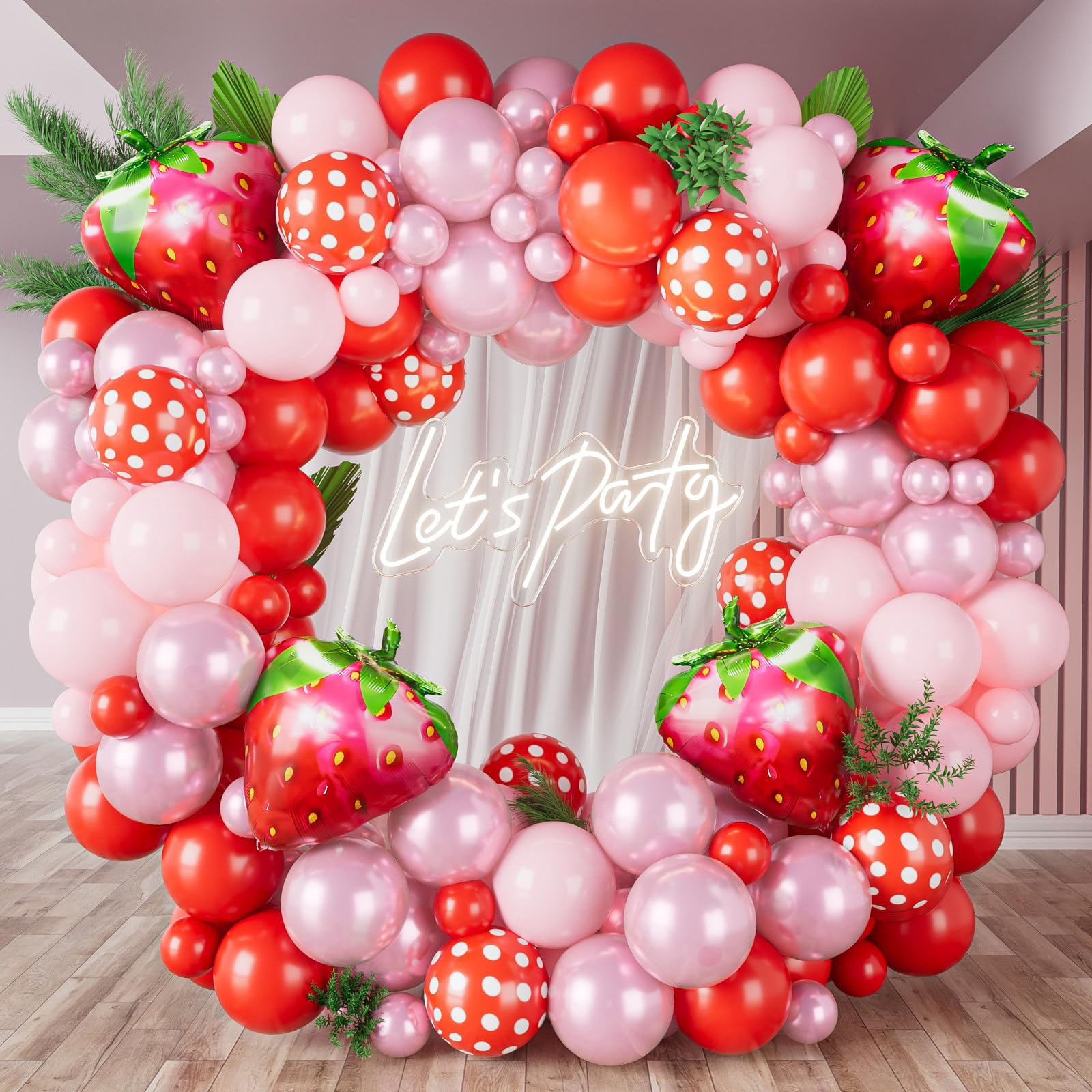 Strawberry Balloon Garland Arch Kit for Sweet Girl Berry First Themed Baby Shower
| Red and Pink Balloons with Strawber