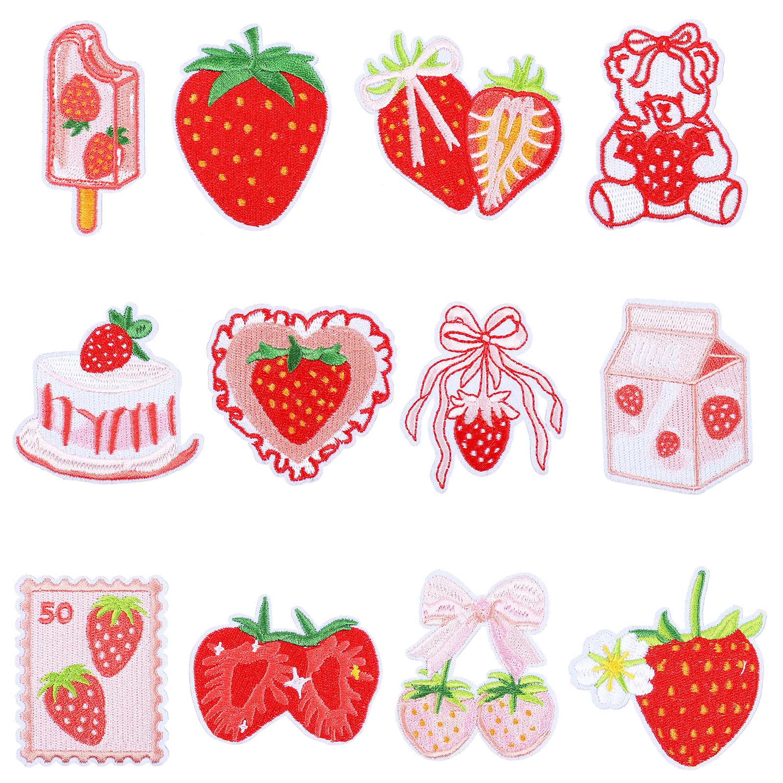 Strawberry Iron on Patches, Cute Fruit Cake Bow Pink Red for Fashion Clothes Gifts
Strawberry Iron on Patches, 12 Pcs Cu