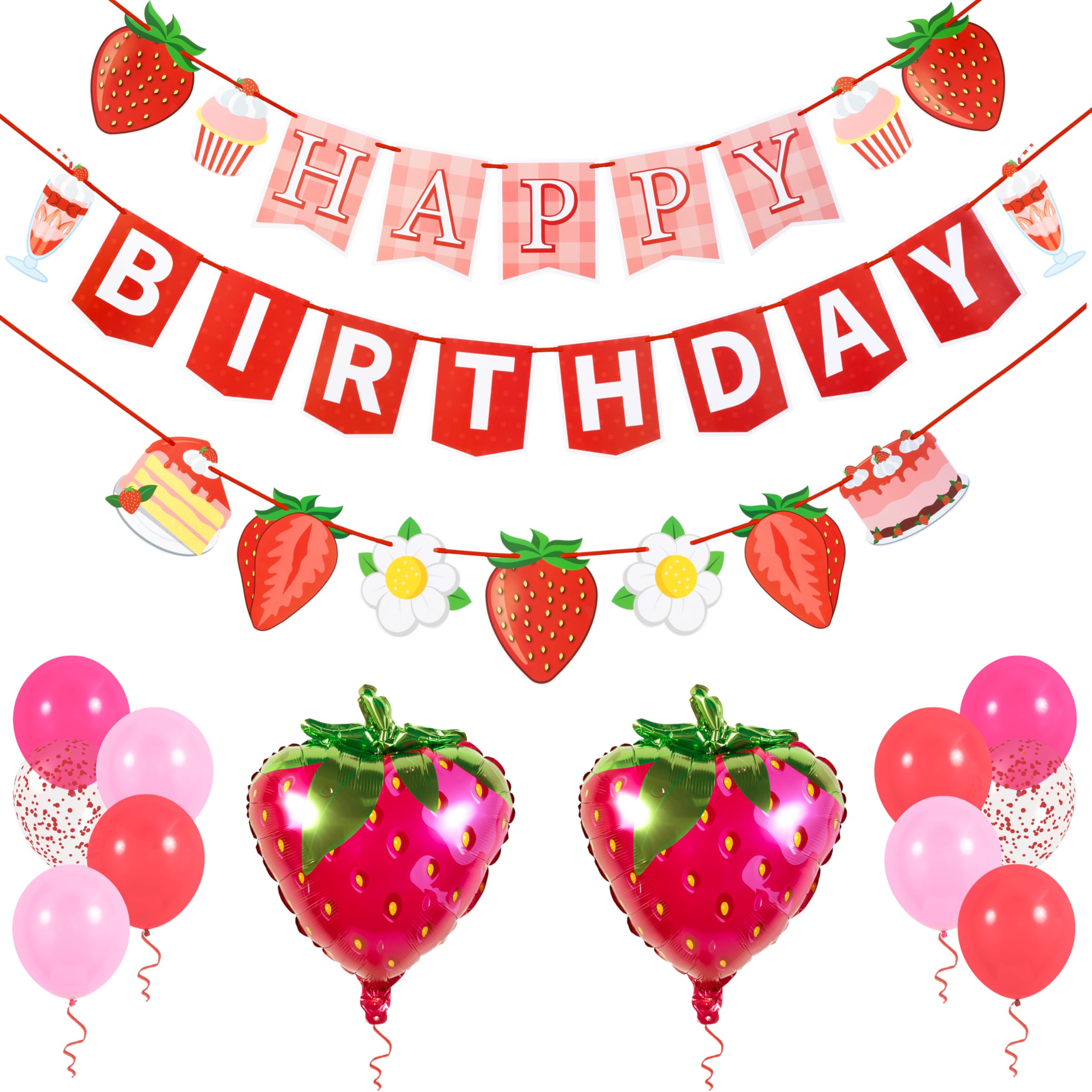 Strawberry Birthday Decorations for Parties | PIRESE Strawberry Party Supplies | Kids Birthday Decor | Fruit Themed Part